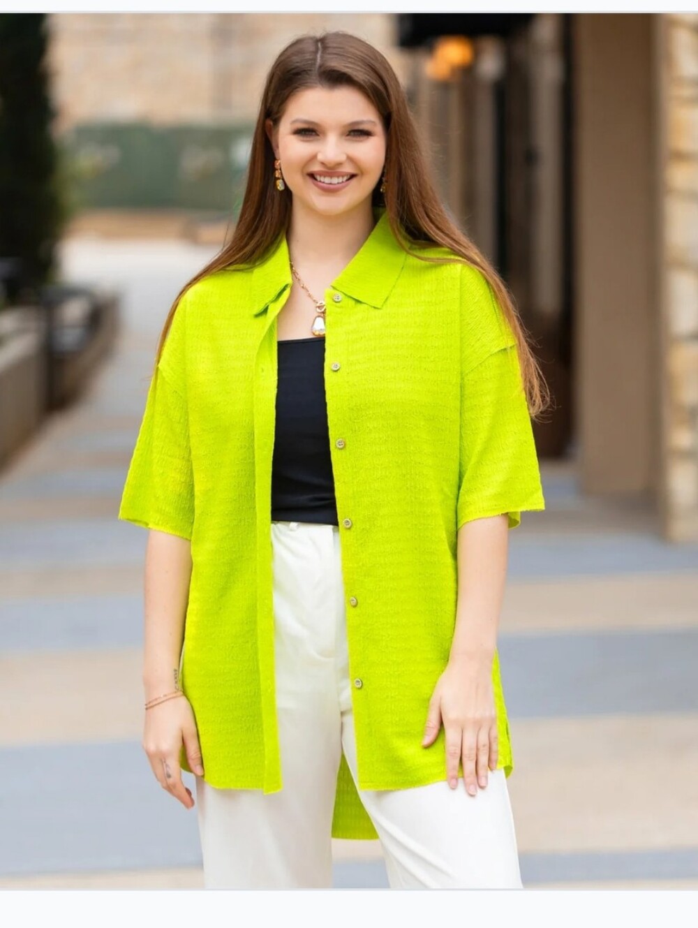 Nwt Bright Lime Green Button Down. 3xl